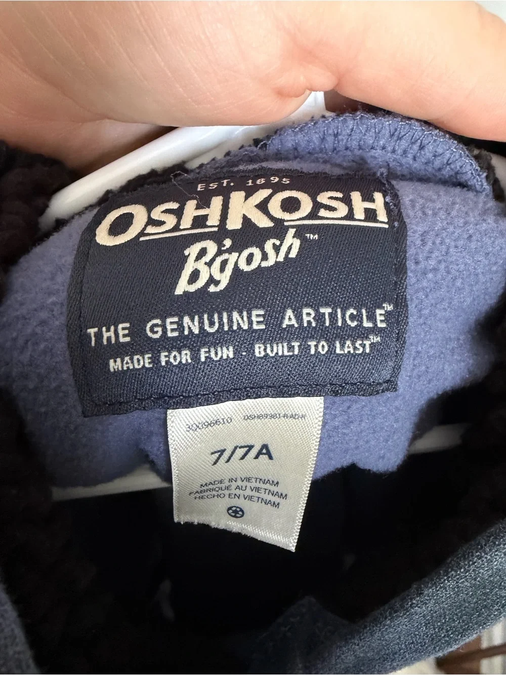 OshKosh B’gosh Boys 7/7A Blue Tie Dye Sherpa Lined Hoodie Pullover